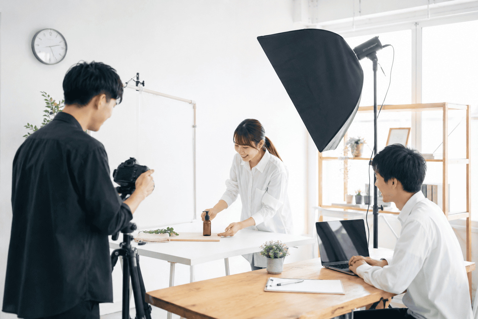 撮影スタジオでの商品撮影